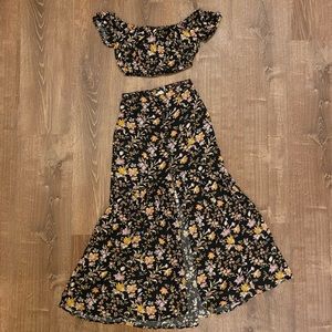 American Eagle Two-Piece Skirt Crop Top Set Boho Festival 0 XS